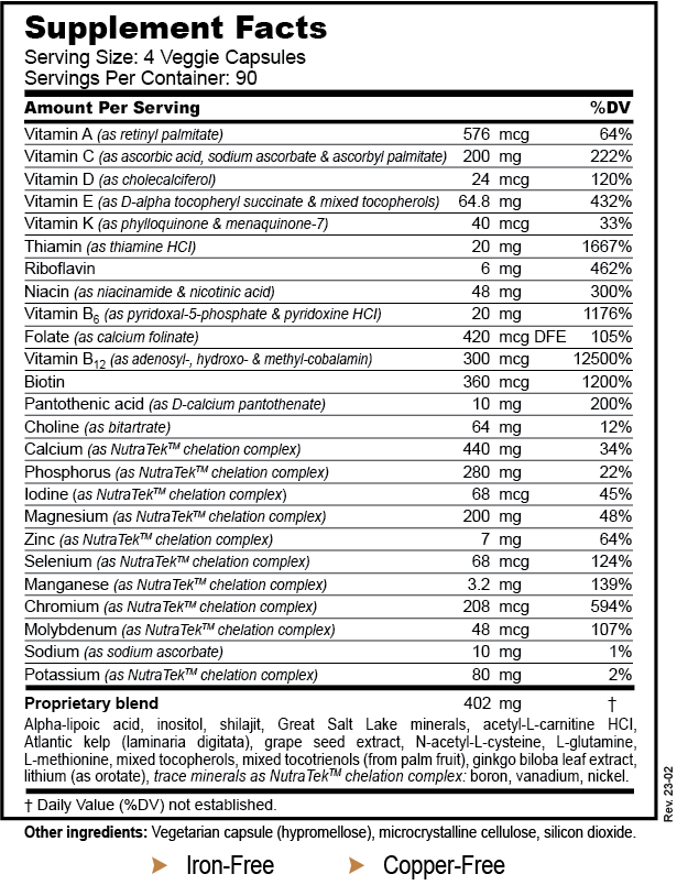 Daily Essential Nutrients Copper Iron Free